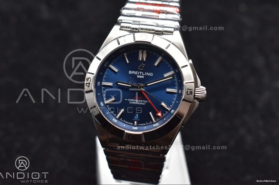 A Automatic 526 OdorResistant Factory On GMT Best Dial 40mm Breitling Blue Bracelet BLS 1:1 Edition SS Chronomat 0710